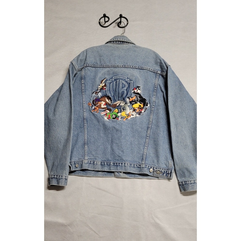 Vintage Blue Denim Warner Bros Looney Tunes Unisex Jacket Bugs,Taz, Daffy Size L